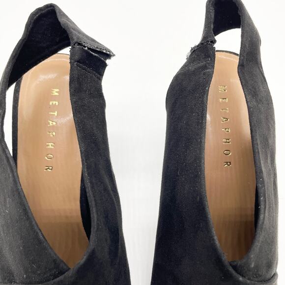 NEW Metaphor Womens 7.5 Stala Sling-Back Block Heel Dress Shoe Open Toe Black - Picture 4 of 10